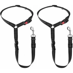 Cintura Per Auto Per Cani, Cintura Di Sicurezza Per Cani In 2 Pezzi Con Assorbimento Degli Urti Elastico E Strisce Riflettenti, Cintura Per Poggiatesta Per Auto Regolabile Per Cani, Nera