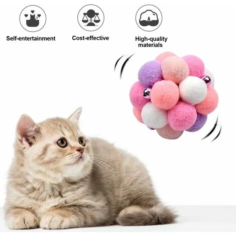 Palline Colorate Per Gatti, 3 Pezzi Giocattolo Interattivo Per Gatti Con Piuma E Campana Colorata Giocattolo Per Gatti Con Pompon Per Gattini Per Addestramento Giochi Da Masticare 5 Palline Colorate Per Gatti, 3 Pezzi Giocattolo Interattivo Per Gatti Con Piuma E Campana Colorata Giocattolo Per Gatti Con Pompon Per Gattini Per Addestramento Giochi Da Masticare - immagine 3