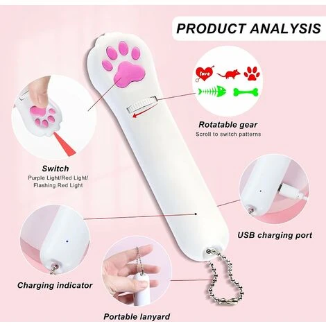 Giocattoli Interattivi Per Gatti, Giocattoli Regolabili E Ricaricabili Per Gatti, Giocattoli Per Catturare Gatti Con 6 Modelli Giocattoli Da Caccia Per Gatti (1PCS, Rosso) 4 Giocattoli Interattivi Per Gatti, Giocattoli Regolabili E Ricaricabili Per Gatti, Giocattoli Per Catturare Gatti Con 6 Modelli Giocattoli Da Caccia Per Gatti (1PCS, Rosso) - immagine 2