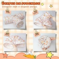 Tunnel E Tubi Di Coniglio Pieghevoli A 3 Vie Carote Nascondiglio Di Conigli Giocattoli Tunnel Di Attività Per Piccoli Animali Per Coniglio Nano Furetto Di Cavia Con Palla -Cibi per gatti Italia 72553394 3