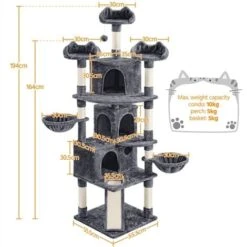 Yaheetech Albero Tiragraffi Per Gatti In Truciolato E Corda In Sisal Con 3 Casette Scuro Grigio -Cibi per gatti Italia 72864783 3