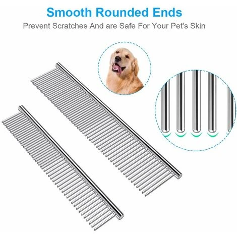 Pettini Per Cani Con Denti Arrotondati In Acciaio Inossidabile, Pettini Per Gatti Per Districare E Nodi, Strumento Per La Toelettatura 7 Pettini Per Cani Con Denti Arrotondati In Acciaio Inossidabile, Pettini Per Gatti Per Districare E Nodi, Strumento Per La Toelettatura - immagine 5