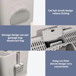 Lettiera Toilette Per Gatto Chiusa Grande Contenitori Con Cassetto 50x38x37cm -Cibi per gatti Italia 74543655 4