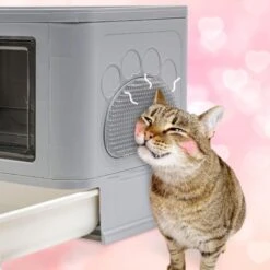 Lettiera Toilette Per Gatto Chiusa Grande Contenitori Con Cassetto 50x38x37cm -Cibi per gatti Italia 74543655 5