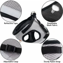 Set Di Imbracature Antifuga Per Gatti, Collari E Guinzagli Per Imbracature Per Gatti, Imbracature Per Gatti Riflettenti Regolabili, Imbracature Per Gatti, Traspiranti, Per Cani Di Piccola Taglia (2 Pe -Cibi per gatti Italia 74926906 3