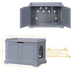 Yaheetech Casetta Per Gatti Cuccioli Grande In Legno Armadietto Con 2 Ante Per Animali Lettiera Per Domestici Con Divisore Rimuovibile Grigio -Cibi per gatti Italia 75170653 3