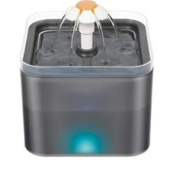 Fontanella Per Gatti E Cani 2L Con Luce LED E Pompa Dell'acqua E Filtro A Carboni Attivi Grigio