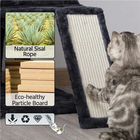 Yaheetech Tiragraffi Albero Per Gatti Con Posatoio Grande Posatoio Morbido 91 Cm Graffiatoio Per Gatti Nero 7 Yaheetech Tiragraffi Albero Per Gatti Con Posatoio Grande Posatoio Morbido 91 Cm Graffiatoio Per Gatti Nero - immagine 5