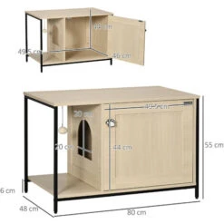 PawHut Mobile Per Lettiera Gatti In Legno E Acciaio Con Anta Magnetica, 80x48x55cm, Quercia 9 PawHut Mobile Per Lettiera Gatti In Legno E Acciaio Con Anta Magnetica, 80x48x55cm, Quercia -Cibi per gatti Italia 76993461 3