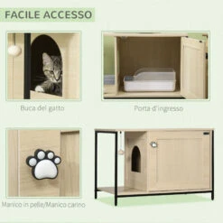 PawHut Mobile Per Lettiera Gatti In Legno E Acciaio Con Anta Magnetica, 80x48x55cm, Quercia 11 PawHut Mobile Per Lettiera Gatti In Legno E Acciaio Con Anta Magnetica, 80x48x55cm, Quercia -Cibi per gatti Italia 76993461 5