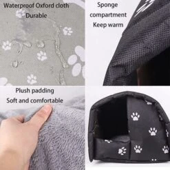 Casetta Per Gatti Per Esterni, Resistente All'inverno, Calda, Impermeabile, Per Animali Domestici, Per Animali Domestici, Per Esterni, Tenda Pieghevole (colore: Nero,M：42x31x28cm) -Cibi per gatti Italia 77380593 4