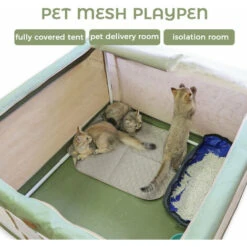 Box Per Animali Domestici Tenda A Rete Pieghevole Per Cani Con Borsa Per Il Trasporto Per Gattini, Gatti, Cuccioli, Cani (verde Militare, L) -Cibi per gatti Italia 77492463 4