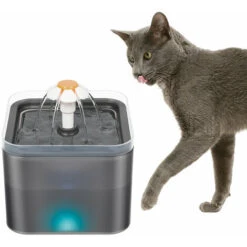 2L/67OZ Fontana Per Animali Domestici Di Grande Capacità Fontana Per Acqua Automatica Elettrica Intelligente Con Basso Rumore Per Gatti Cani Di Piccola Taglia (Grigio, Fontana D'Acqua)