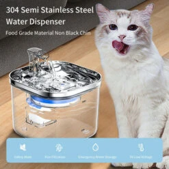 Fontana Per Gatti 2L / 67oz Fontanella Per Animali Domestici In Acciaio Inossidabile Semi Distributore Automatico Di Acqua Con Pompa Dell'Acqua Silenziosa Per Cane Gatto Altri Animali Domestici 5V -Cibi per gatti Italia 79171612 2