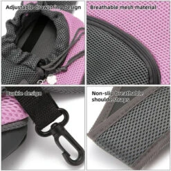 Borsa A Tracolla Da Viaggio In Rete Traspirante Per Cani E Gatti Zaino Da Viaggio Per Animali Domestici (S Fino A 5 Libbre Rosso/rosa/blu) (rosa, Taglia S) -Cibi per gatti Italia 79171801 3