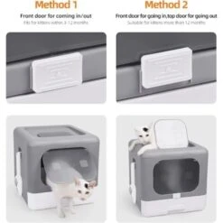 Lettiera Toilette Per Gatto Chiusa Cassetta Pieghevole Con 2 Porta, Adatto A Gatti Peso A 6kg -Cibi per gatti Italia 80694472 3