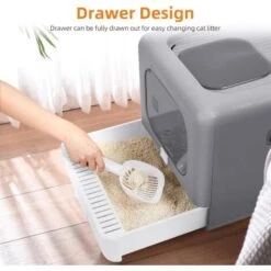 Lettiera Toilette Per Gatto Chiusa Cassetta Pieghevole Con 2 Porta, Adatto A Gatti Peso A 6kg -Cibi per gatti Italia 80694472 4