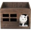 Casetta Per Gatto Interno, Cuccia Gatto Esterno Casetta Per Gatto In Legno Cuccia Per Gatto In Legno Casa Per Gatti Cuccia Gatto Chiusa Con Mobili Nascosti Con Cuscino 47 X 35 X 42 Cm
