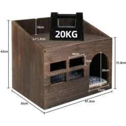Casetta Per Gatto Interno, Cuccia Gatto Esterno Casetta Per Gatto In Legno Cuccia Per Gatto In Legno Casa Per Gatti Cuccia Gatto Chiusa Con Mobili Nascosti Con Cuscino 47 X 35 X 42 Cm -Cibi per gatti Italia 80694479 4