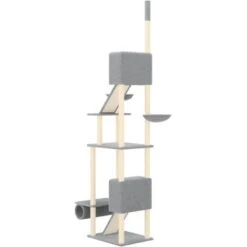Albero Per Gatti Pavimento Soffitto Grigio Chiaro 277-303 Cm VidaXL 11 Albero Per Gatti Pavimento Soffitto Grigio Chiaro 277-303 Cm VidaXL -Cibi per gatti Italia 80696284 5