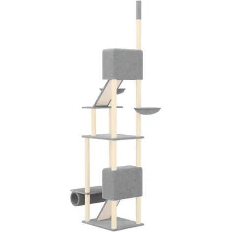 Albero Per Gatti Pavimento Soffitto Grigio Chiaro 277-303 Cm VidaXL 7 Albero Per Gatti Pavimento Soffitto Grigio Chiaro 277-303 Cm VidaXL - immagine 5