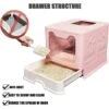 Cassette Per Lettiera Gatto Chiusa, Toilette Per Gatti Chiusa Grande Pieghevole Con Coperchio,Rosa, Lettiera Chiusa Per Gatti Lettiera Per Gatti Con Pala Vassoio Estraibile, Portatile 514138cm -Cibi per gatti Italia 81534360 1