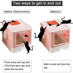 DYHF Cassette Per Lettiera Gatto Chiusa Toilette Per Gatti Chiusa Pieghevole Con Coperchio E Pala Lettiera Chiusa Per Gatti 51x41x38cm Rosa -Cibi per gatti Italia 82104826 4