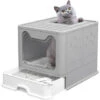 DYHF Cassette Per Lettiera Gatto Chiusa Toilette Per Gatti Chiusa Pieghevole Con Coperchio E Pala Lettiera Chiusa Per Gatti 51x41x38cm Grigio -Cibi per gatti Italia 82104836 1