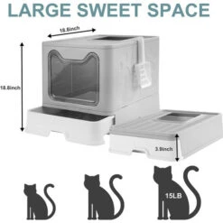 DYHF Cassette Per Lettiera Gatto Chiusa Toilette Per Gatti Chiusa Pieghevole Con Coperchio E Pala Lettiera Chiusa Per Gatti 51x41x38cm Grigio -Cibi per gatti Italia 82104836 2