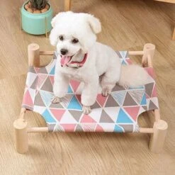 Amaca Per Gatti In Legno Letto Di Raffreddamento Rialzato Letto Per Animali Domestici Portatile Staccabile (Triangolo Colorato) -Cibi per gatti Italia 85899944 5
