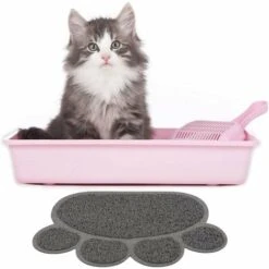 Tappetino Per Lettiera Per Gatti Tappetino Antiscivolo A Forma Di Pasta Tappetino Per Acqua Di Alimentazione Tappetino Per Cani Pet Cat Kitten, 30 40 Cm (grigio) -Cibi per gatti Italia 85913215 3