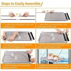 Amaca Per Gatti, Amaca Per Finestra Per Gatti, Lettino Per Finestra Per Gatti Con Ventose A Bottone, Sedile Per Gatti Per Prendere Il Sole, Salvaspazio, Facile Da Installare, Carico Di 50 Libbre -Cibi per gatti Italia 86165809 5