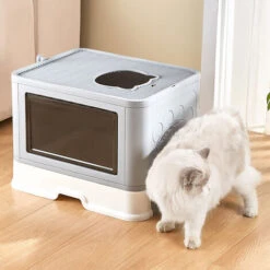 DYHF Cassette Per Lettiera Gatto Chiusa, Pieghevole, Con Area Per Graffiare, Grigio -Cibi per gatti Italia 86601271 5