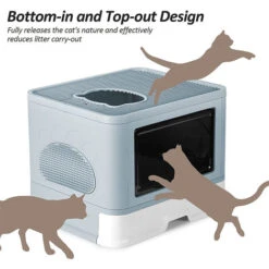 Cassette Per Lettiera Gatto Chiusa, Lettiera Con Paletta, Lettiera Con Cappuccio E Tavola Massaggiante, Doppia Porta Portatile Pieghevole -blu -Cibi per gatti Italia 86980515 4