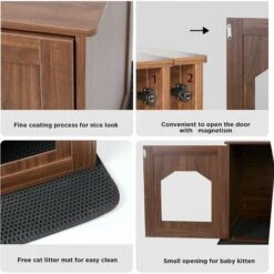 BingoPaw Mobile Lettiera Per Gatti, Mobiletto Portalettiera Per Gatto Con Tappetino 50x45x50cm -Cibi per gatti Italia 87878332 4