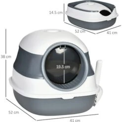 PawHut Lettiera Per Gatti Con Paletta E Deodorante, Design Pieghevole Con Maniglia, 52x41x38 Cm 9 PawHut Lettiera Per Gatti Con Paletta E Deodorante, Design Pieghevole Con Maniglia, 52x41x38 Cm -Cibi per gatti Italia 87945768 3