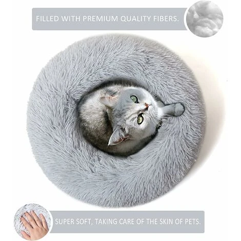 Cuscino Rotondo In Peluche Per Cane Cesto Per Gatti Ciambella Cuscino Lavabile Per Cuccia Per Gatti (40 Cm, Grigio) 4 Cuscino Rotondo In Peluche Per Cane Cesto Per Gatti Ciambella Cuscino Lavabile Per Cuccia Per Gatti (40 Cm, Grigio) - immagine 2