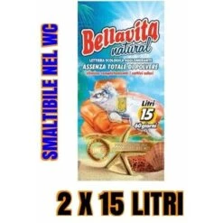 Sabbia Lettiera Per Gatto Bellavita Natural 2x15 Lt Agglomerante