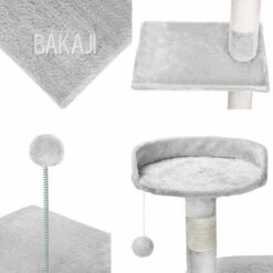 Albero Tiragraffi 112cm Grigio Chiaro Con Cuccia Per Gatti Corda E Pallina 10 Albero Tiragraffi 112cm Grigio Chiaro Con Cuccia Per Gatti Corda E Pallina -Cibi per gatti Italia 89681794 4