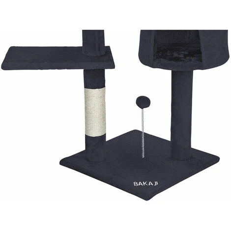 Albero Tiragraffi 112cm Grigio Con Cuccia Per Gatti Corda E Pallina Parcogiochi 7 Albero Tiragraffi 112cm Grigio Con Cuccia Per Gatti Corda E Pallina Parcogiochi - immagine 5