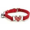 Collare Per Gatti Regolabile Con Campanella E Ciondolo A Cuore Con Pietre Di Cristallo, Morbido Tessuto In Velluto, 8-11" (rosso), -Cibi per gatti Italia 92052704 1