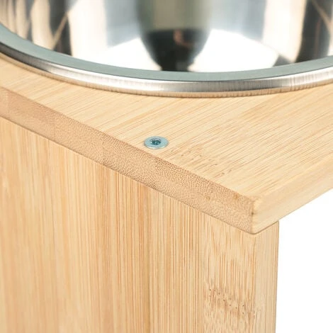 Porta Ciotola Pieghevole In Bambù Per Animali Domestici Con 2 Ciotole In Acciaio Inossidabile In Legno Naturale 6 Porta Ciotola Pieghevole In Bambù Per Animali Domestici Con 2 Ciotole In Acciaio Inossidabile In Legno Naturale - immagine 4