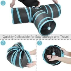 None Cat Tunnel 3 Vie Pieghevole Appeso Giocattolo Per Animali Domestici Piccola Palla Gattino Nero Blu -Cibi per gatti Italia 93111629 3