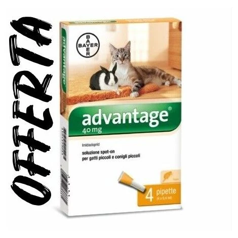 Bayer Advantage -40 4-8-12-16-20-pipette Per Gatti E Conigli Scadenza 2024 Quantita': 1 Conf 4 Pipette 3 Bayer Advantage -40 4-8-12-16-20-pipette Per Gatti E Conigli Scadenza 2024 Quantita': 1 Conf 4 Pipette