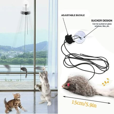 Giocattolo Per Gatti 2 Pezzi, Giocattolo Per Gatti Appeso Interattivo, Topo Giocattolo Per Gatti, Rompicapo Con Ventosa, Giocattolo Interattivo Per Gatti Con Corda E Topo Di Peluche 4 Giocattolo Per Gatti 2 Pezzi, Giocattolo Per Gatti Appeso Interattivo, Topo Giocattolo Per Gatti, Rompicapo Con Ventosa, Giocattolo Interattivo Per Gatti Con Corda E Topo Di Peluche - immagine 2