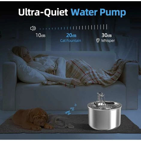 Fontana Per Gatti, Fontana Per Animali Domestici In Acciaio Inossidabile Per Gatti Con Pompa Ultra Silenziosa 5 Fontana Per Gatti, Fontana Per Animali Domestici In Acciaio Inossidabile Per Gatti Con Pompa Ultra Silenziosa - immagine 3