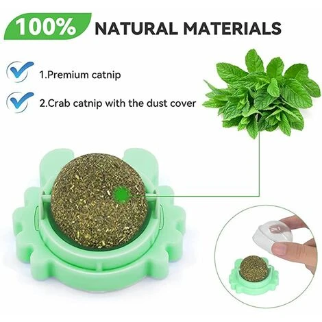 2 Pezzi Palla Di Erba Gatta Con Coperchio, Rotazione A 360°, Sfera Di Erba Gatta, Giocattolo Di Erba Gatta, Giocattolo Per Gatti, Palla Di Erba Gatta - Verde 5 2 Pezzi Palla Di Erba Gatta Con Coperchio, Rotazione A 360°, Sfera Di Erba Gatta, Giocattolo Di Erba Gatta, Giocattolo Per Gatti, Palla Di Erba Gatta - Verde - immagine 3
