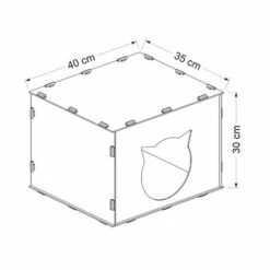 Nova Casetta A Cubo Per Gatti Con Apertura A Forma Di Gatto In Legno Bianco -Cibi per gatti Italia 94577992 3