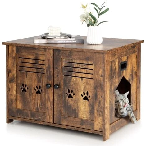 COSTWAY Mobile Per Lettiera Gatti, Con Doppie Porte A Feritoia, Ingresso Laterale, Cuccia E Toilette, Mobiletto Multiuso Per Ingresso E Soggiorno, Portata 50 Kg, 70 X 52 X 51 Cm 3 COSTWAY Mobile Per Lettiera Gatti, Con Doppie Porte A Feritoia, Ingresso Laterale, Cuccia E Toilette, Mobiletto Multiuso Per Ingresso E Soggiorno, Portata 50 Kg, 70 X 52 X 51 Cm