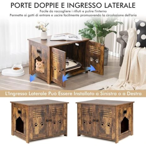 COSTWAY Mobile Per Lettiera Gatti, Con Doppie Porte A Feritoia, Ingresso Laterale, Cuccia E Toilette, Mobiletto Multiuso Per Ingresso E Soggiorno, Portata 50 Kg, 70 X 52 X 51 Cm 6 COSTWAY Mobile Per Lettiera Gatti, Con Doppie Porte A Feritoia, Ingresso Laterale, Cuccia E Toilette, Mobiletto Multiuso Per Ingresso E Soggiorno, Portata 50 Kg, 70 X 52 X 51 Cm - immagine 4